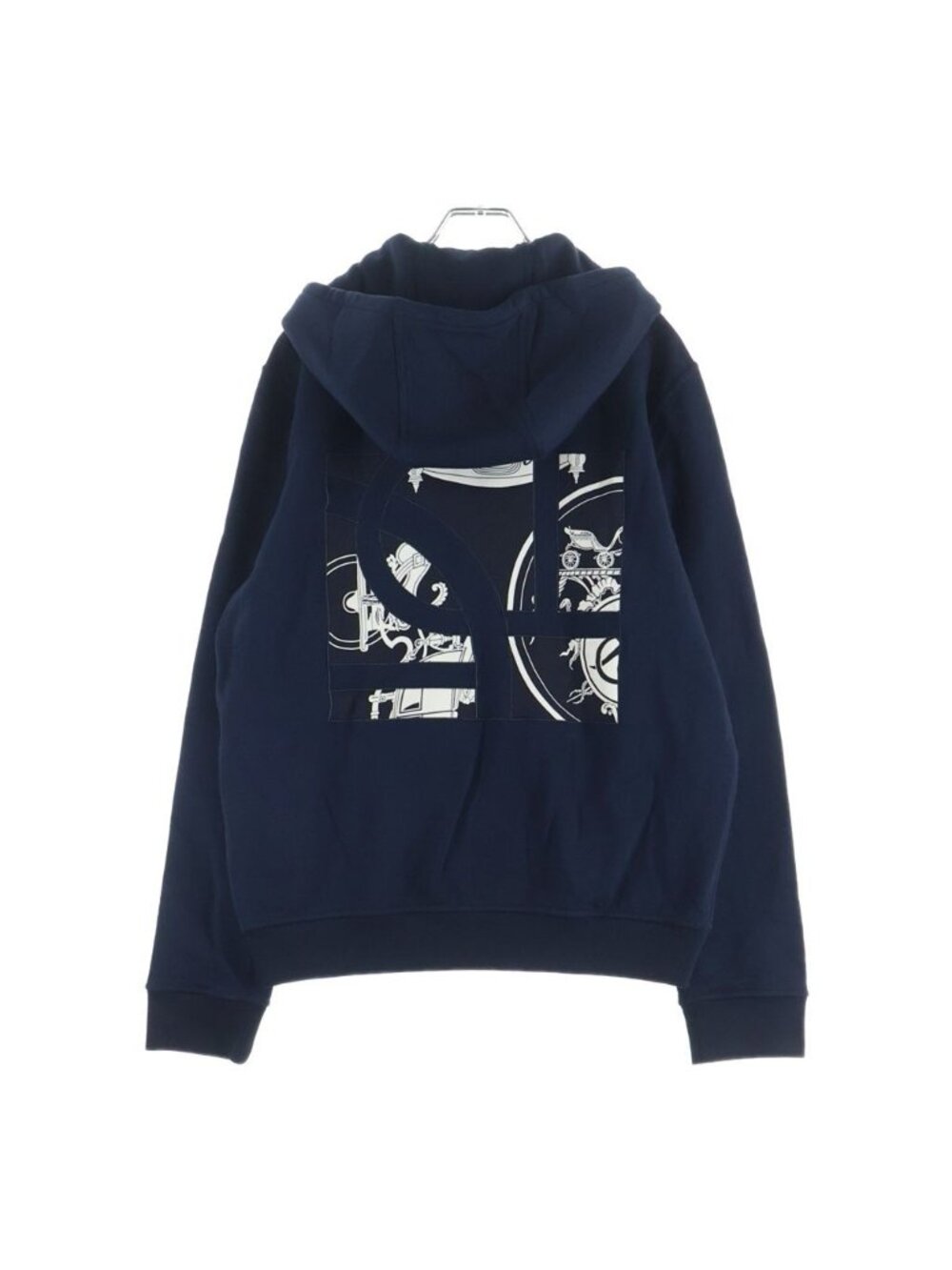 Hermes Ex Libris Back Print Zip Up Hoodie Navy